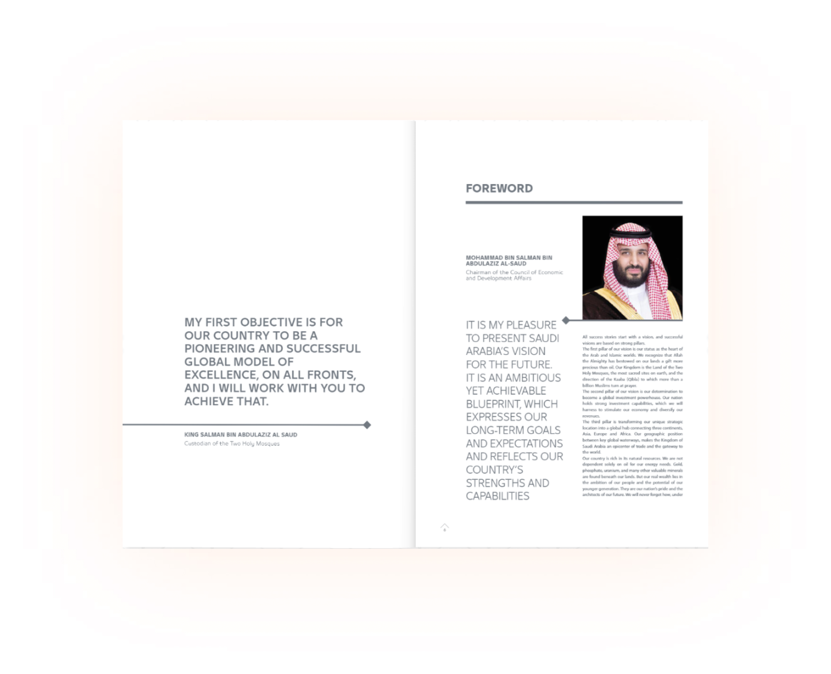 Saudi Vision 2030 document — foreword spread